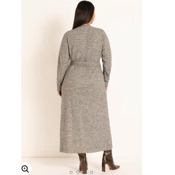 ELOQUII Sweater Wrap Maxi Dress in Heather gray women’s 18/20 soft comfy - Picture 2 of 10
